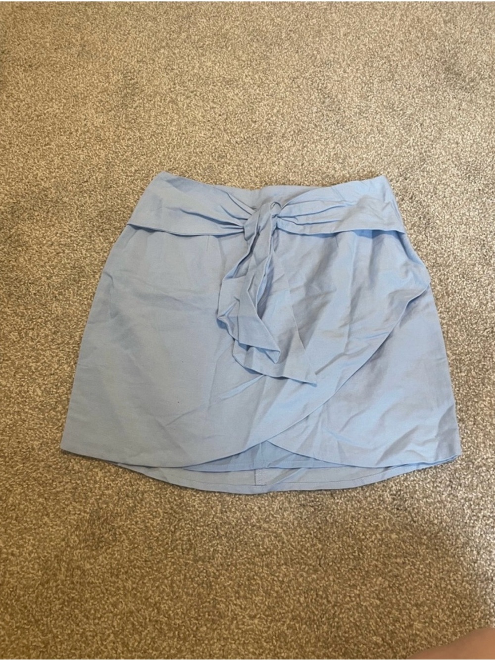 Superdown Blue Linen and Cotton Mini Skirt